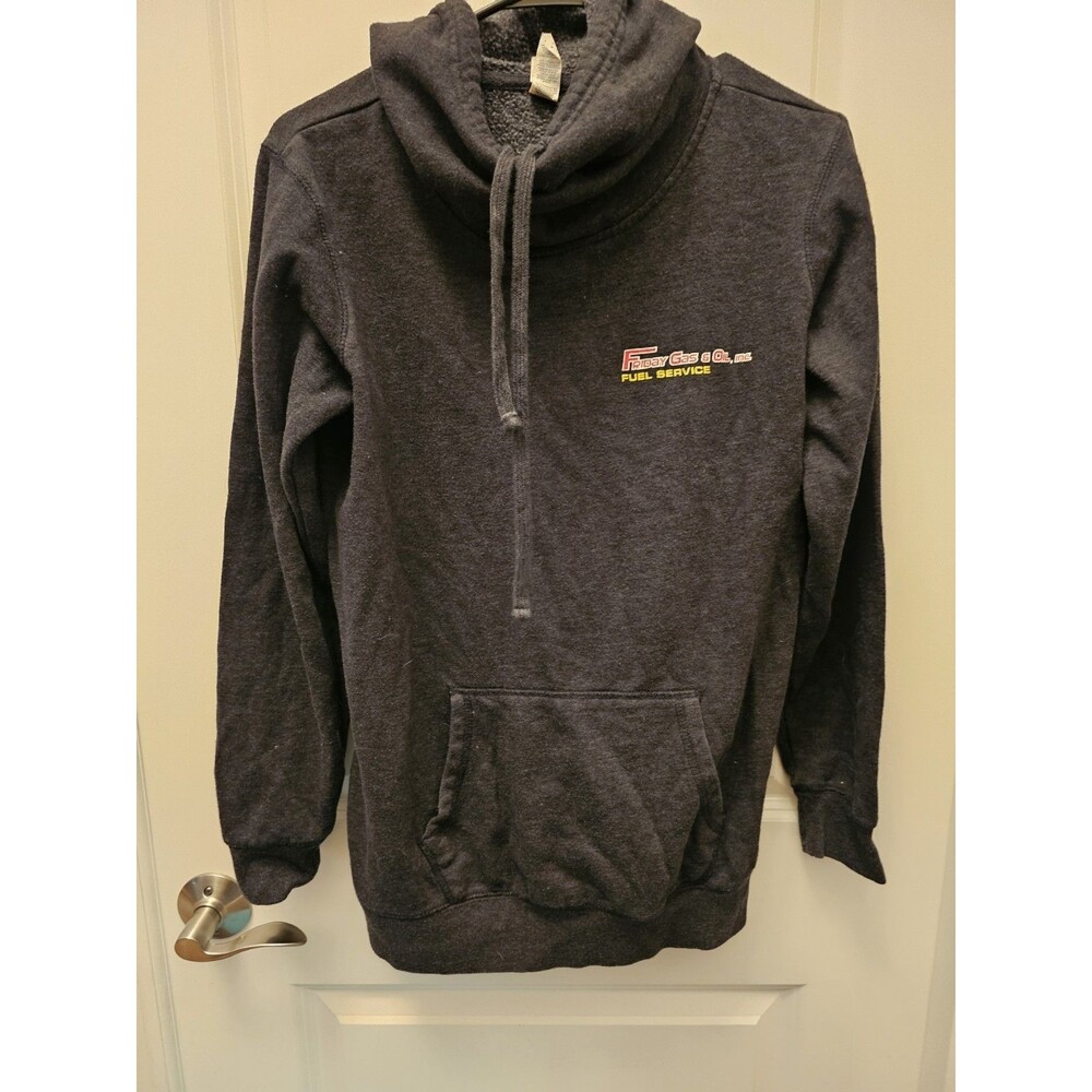 District Friday Gas and Oil Fleece Sweatshirt Hooded Mens Grey Large